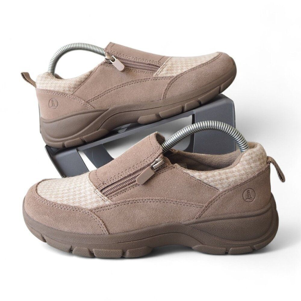 Lands'‎ End All Weather Insulated Suede Moc Shoes Taupe Suede Women's 8B